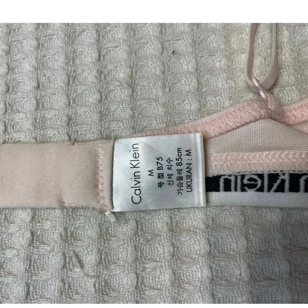 Calvin Klein Pink Crushed Velvet V Neck Bralette M